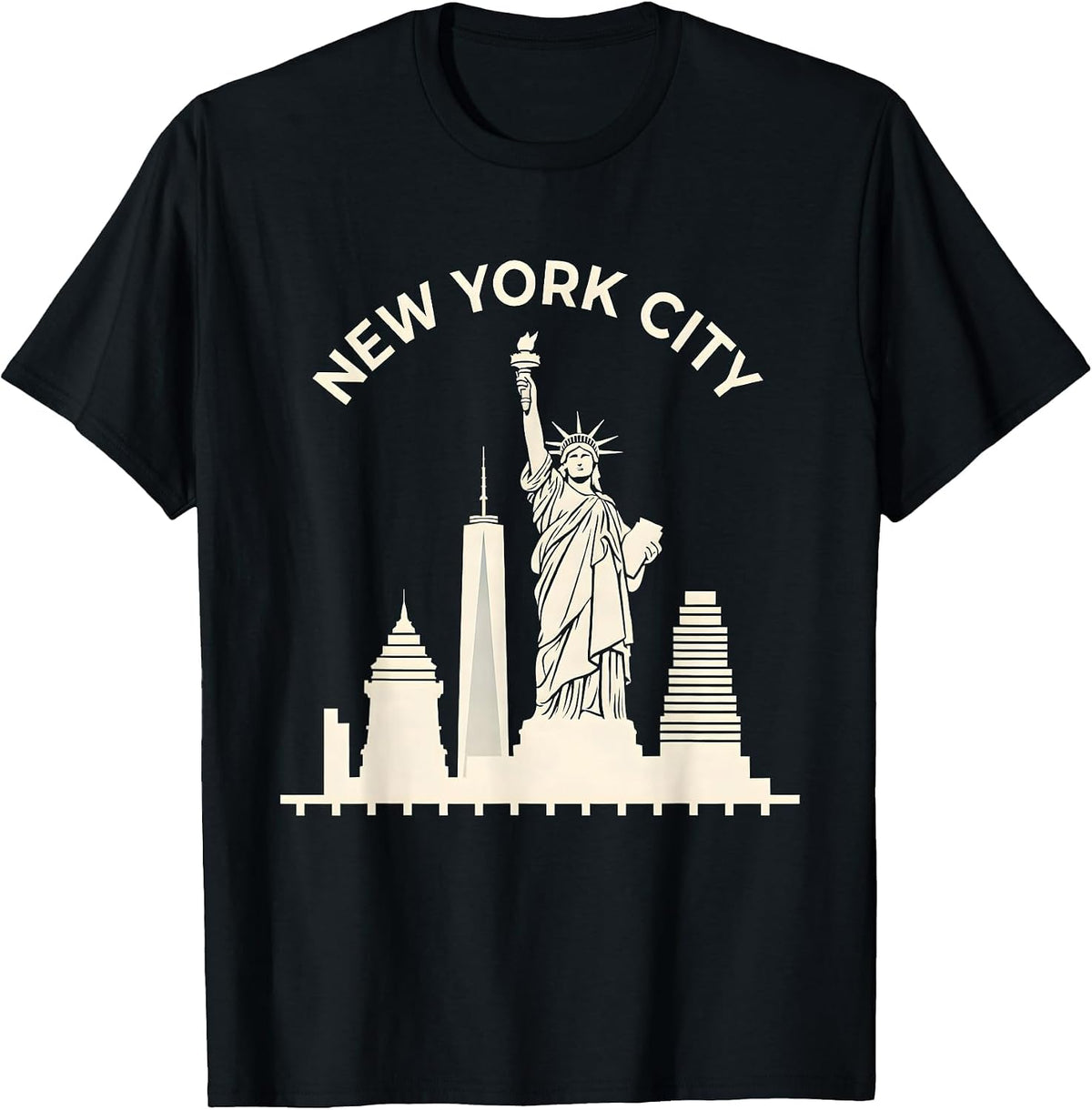 Men's New York City Silhouette Statue Of Liberty Skyline Souvenir T-Shirt