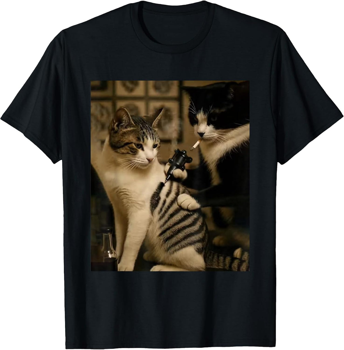 Funny Tattoo Cat Meme Gen Z Joke Stupid Brainrot Silly Cat T-Shirt