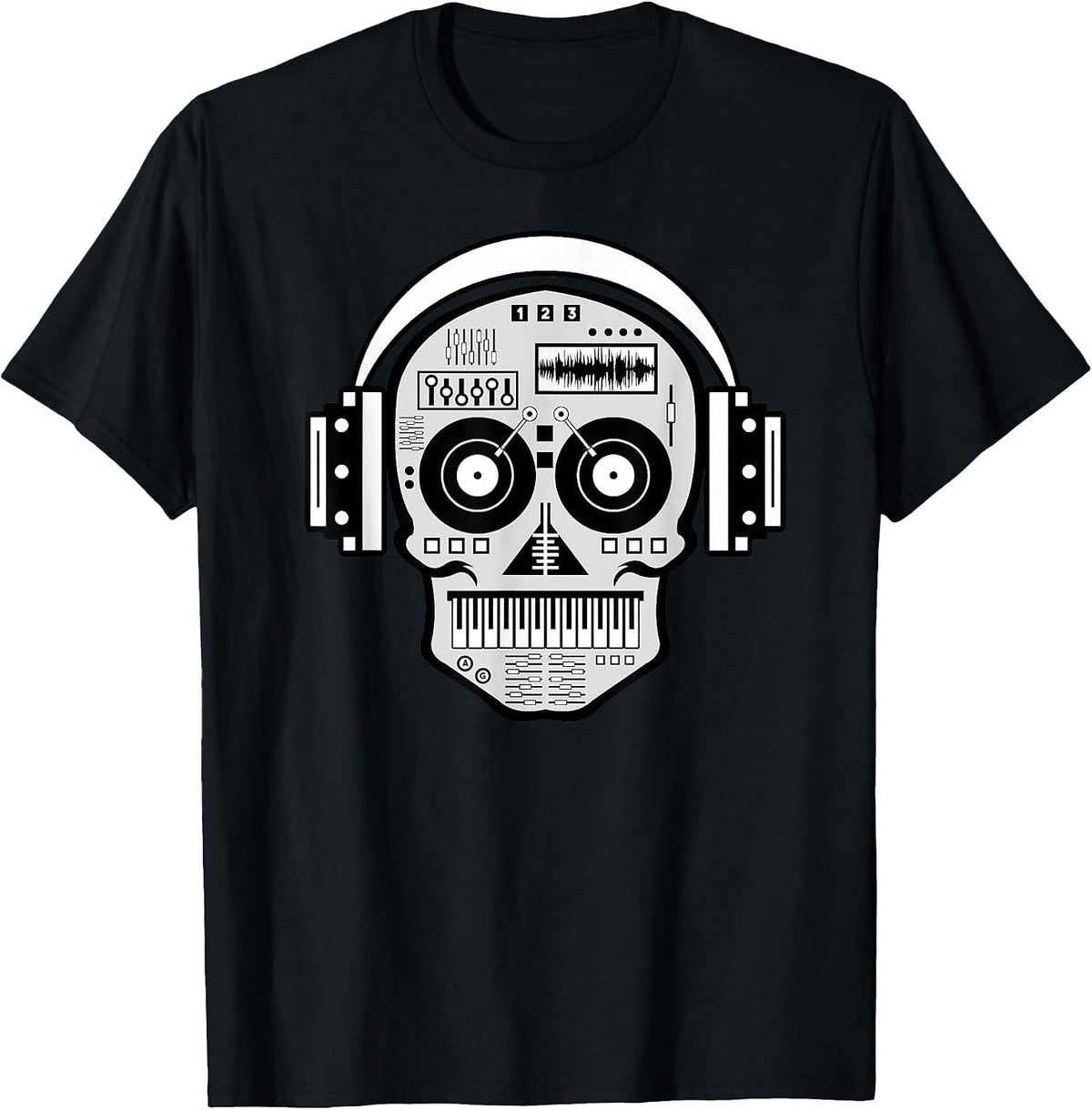 Sugarskull DJ Table Shirt Skull Disc Jockey Headphones T-Shirt