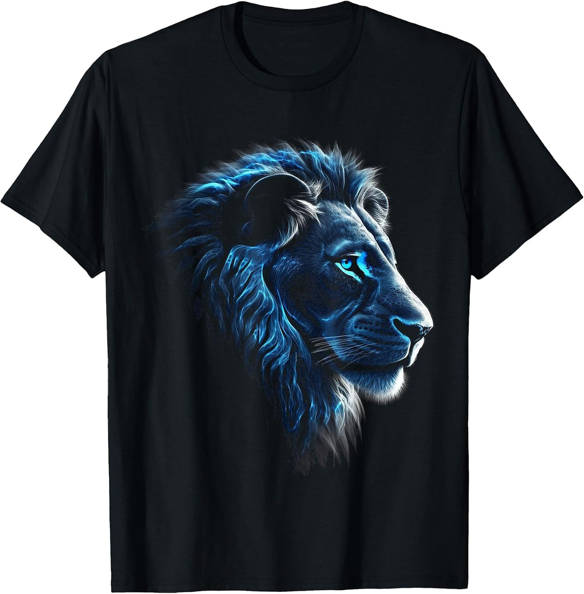 Lion Artwork - Blue Eyes Zoo Animal Lion T-Shirt