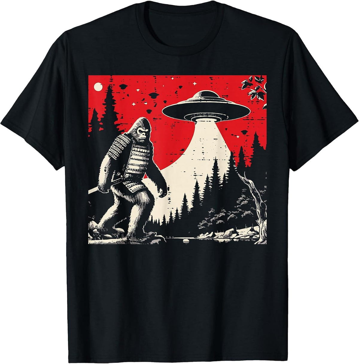 Japanese Bigfoot Samurai UFO Alien Sasquatch Men Women Kids T-Shirt
