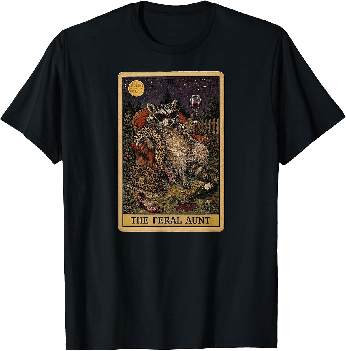 The Feral Aunt Funny Tarot Card Raccoon Cool Aunt Club T-Shirt