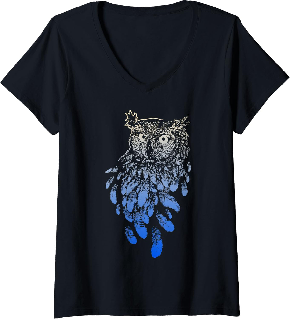 Womens Owl Shirt - Owl Gift Spirit Animal Tribal V-Neck T-Shirt