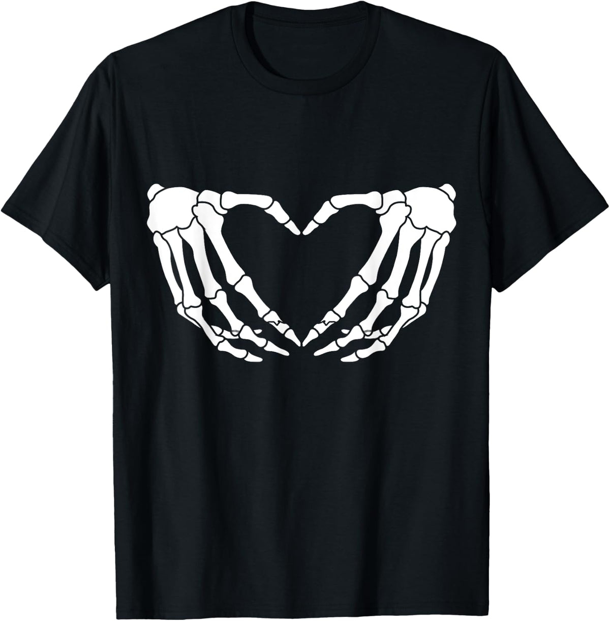 Funny Skeleton Hands Heart Sign Retro Costume Halloween Cute T-Shirt