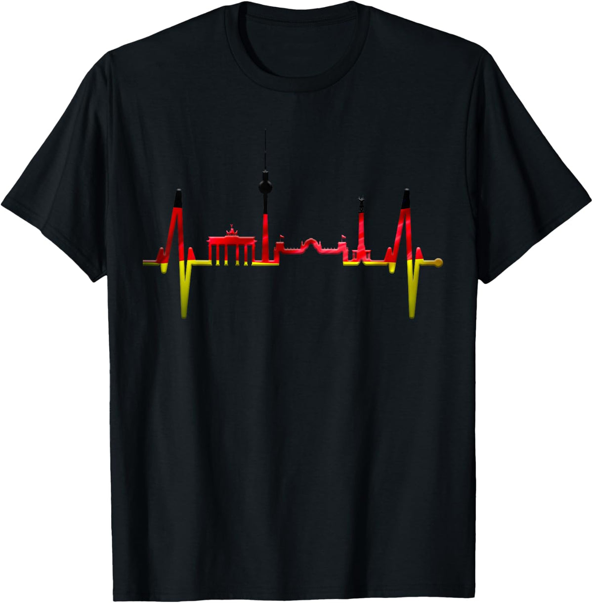 Berlin Skyline Heartbeat Germany German Flag Heart Berlin T-Shirt