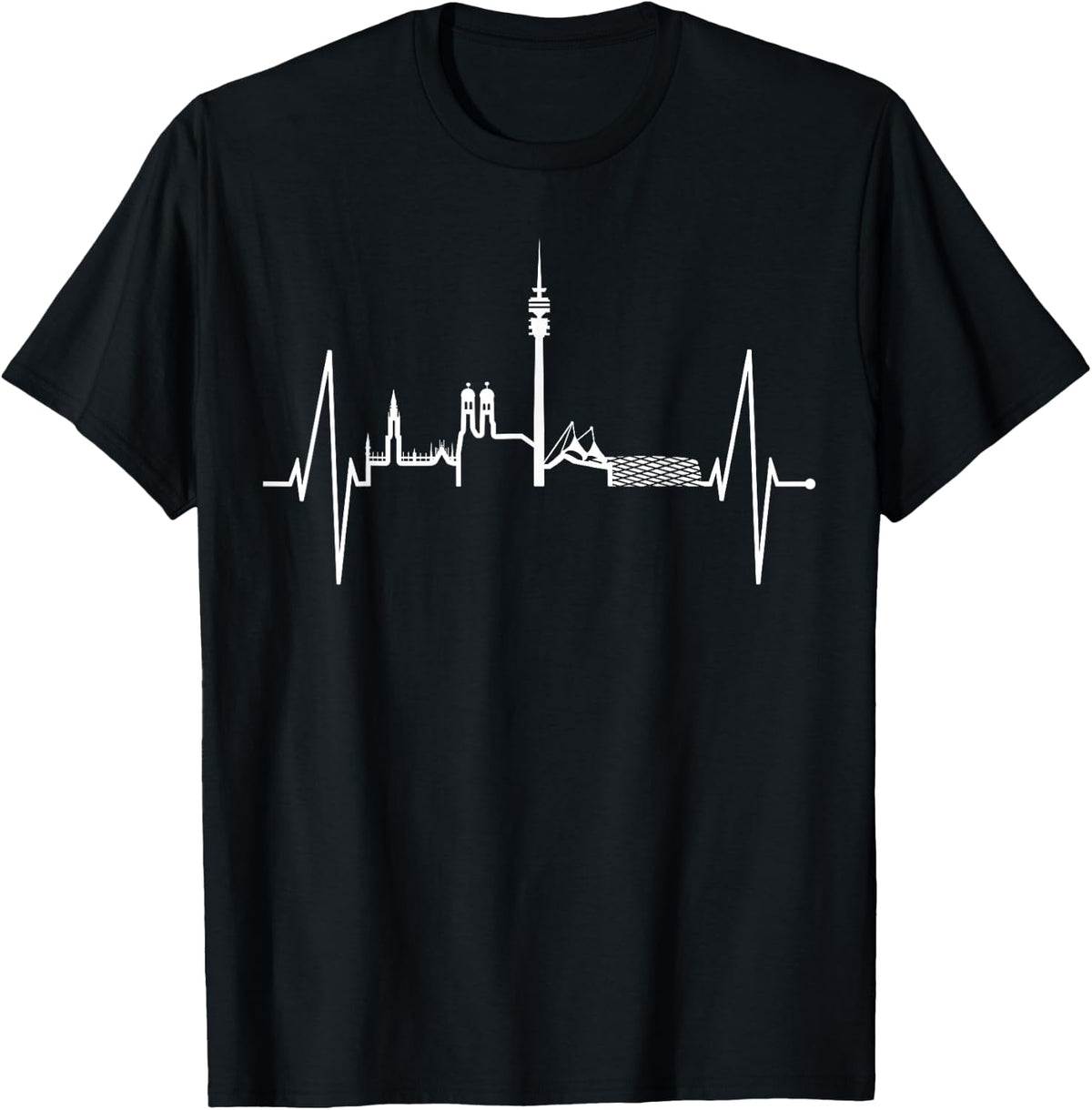 Munich Skyline Heartbeat Germany I Love München T-Shirt