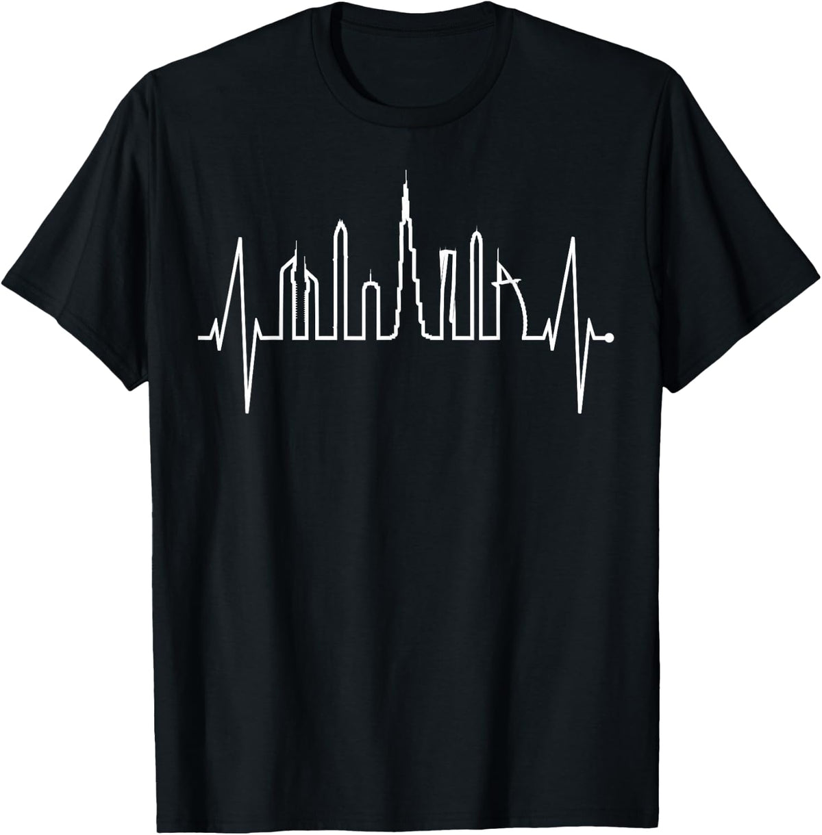Dubai Skyline Heartbeat Burj Khalifa UAE Silhouette Dubai T-Shirt