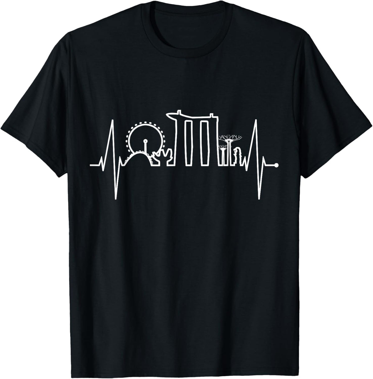 Singapore Skyline Heartbeat Asian Singapura I Love Singapore T-Shirt