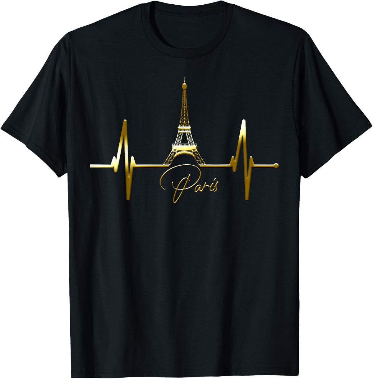 Paris Skyline Heartbeat Eiffel Tower France Heart Love Paris T-Shirt