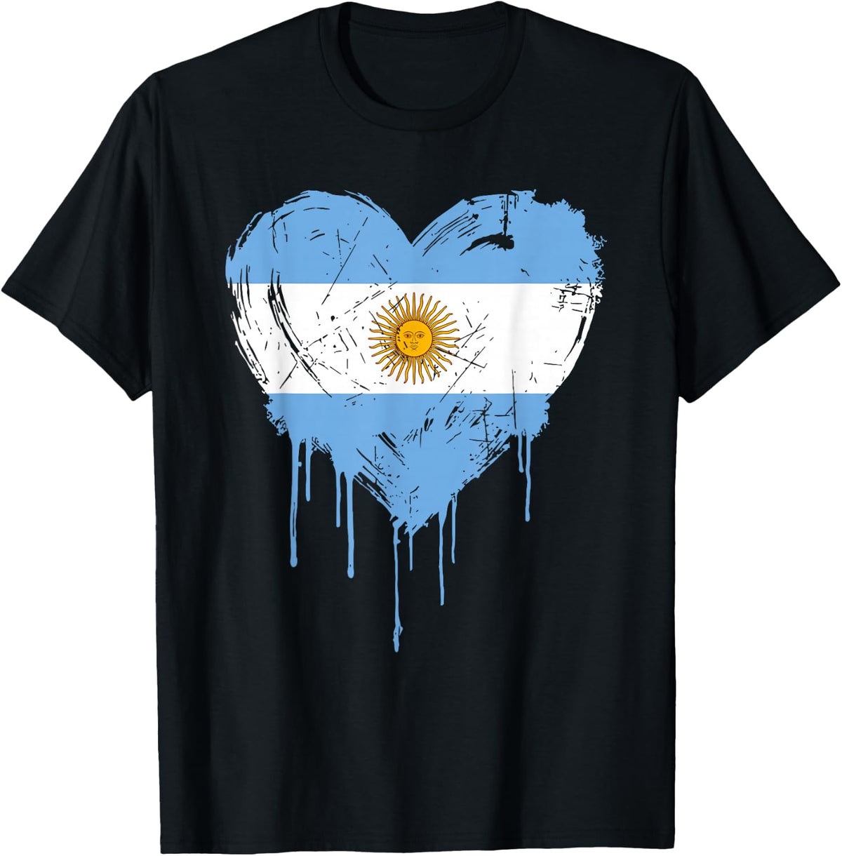 Patriotic Argentina Flag Dripping Heart National Graphic T-Shirt
