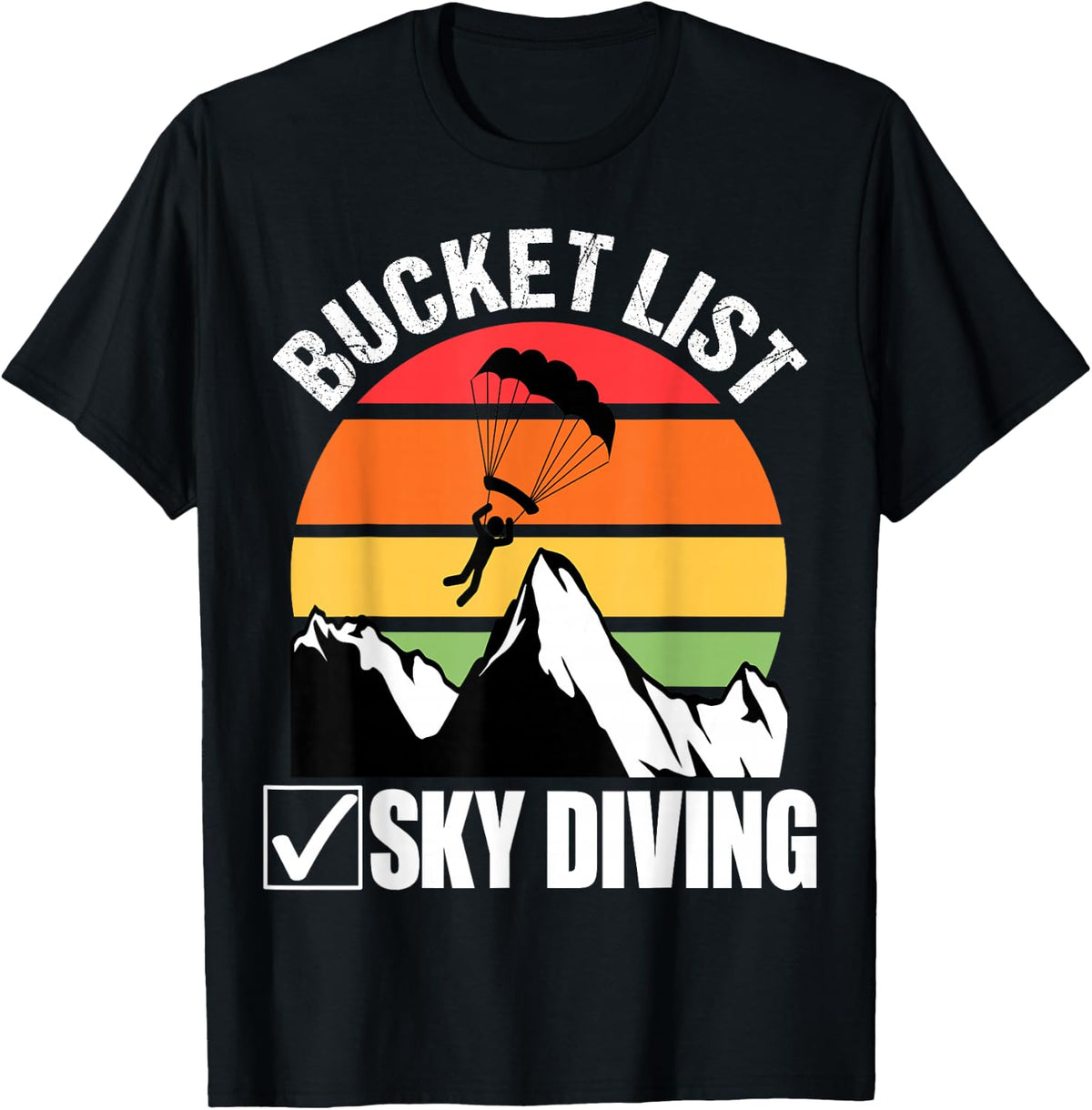 Bucket List Sky Diving Vintage Skydiver Skydiving Parachute T-Shirt