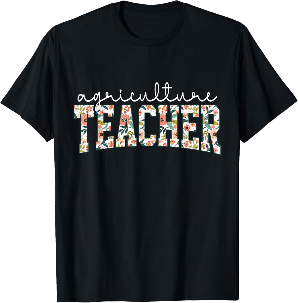 Retro Floral Agriculture Teacher Farmer AG Teacher Team Crew T-Shirt