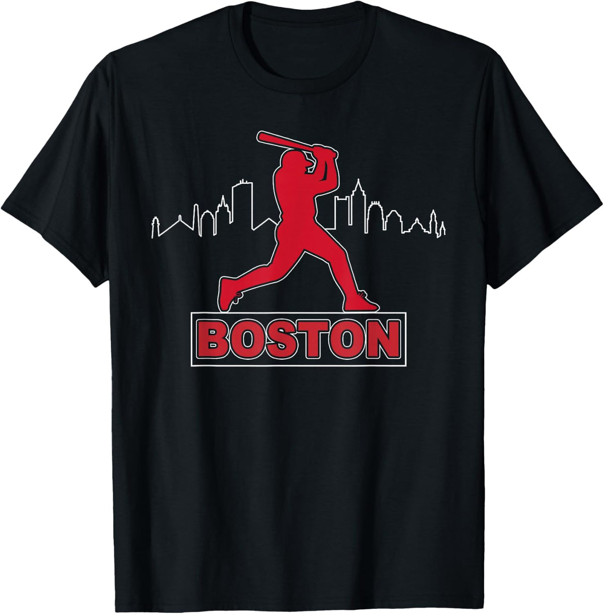 Boston Lovers Skyline Retro Baseball Heartbeat Men Women T-Shirt