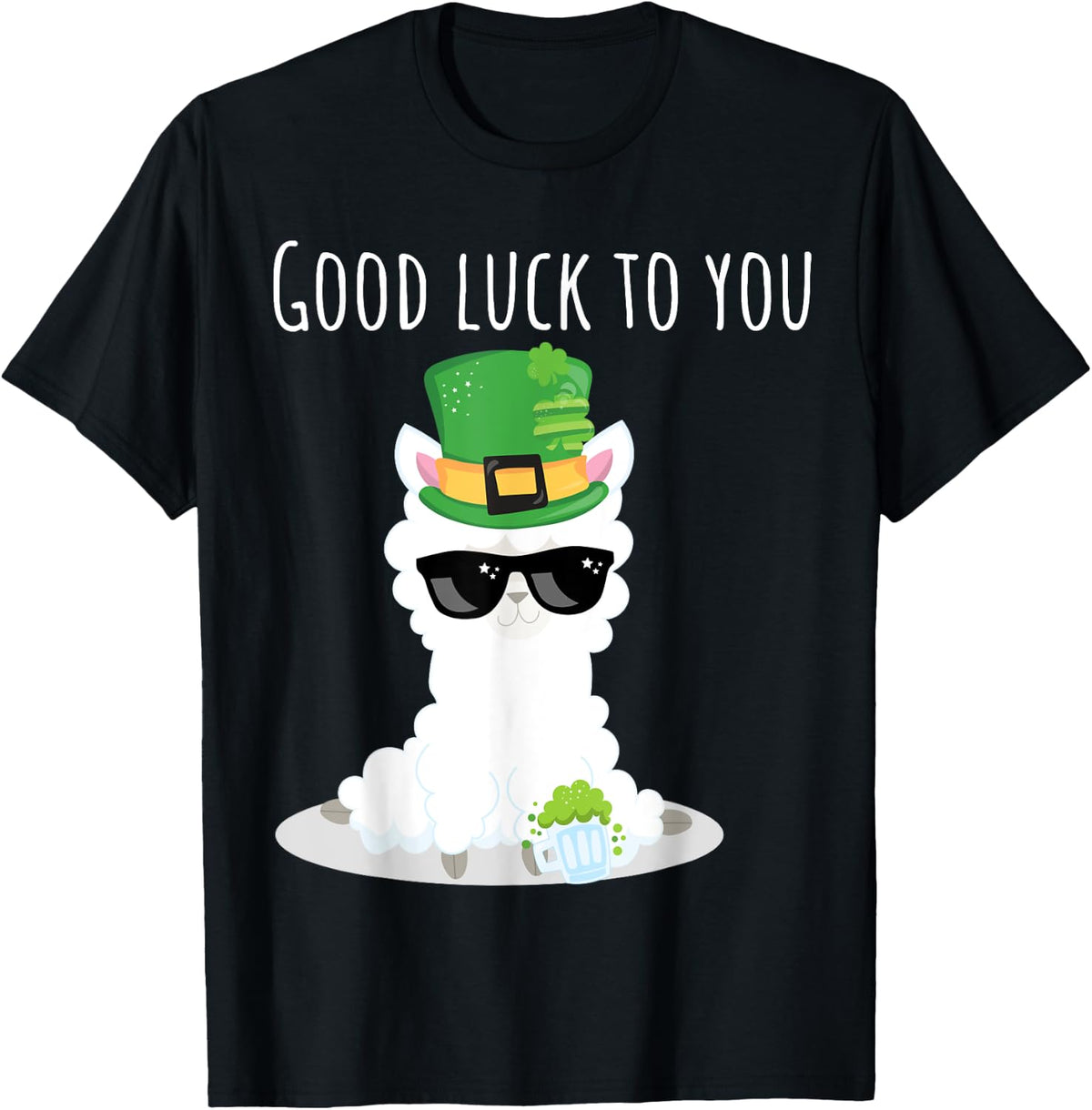 St Patrick's Day Beer Lover Funny Drinking Llama Alpaca T-Shirt