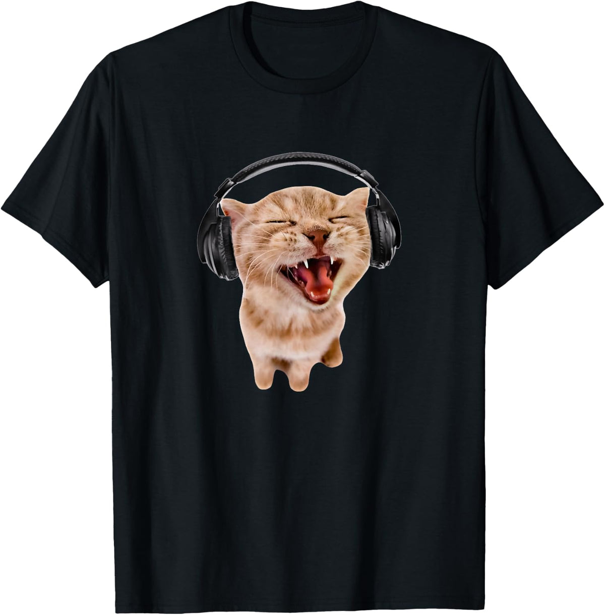 Silly Cat with Headphones T-Shirt