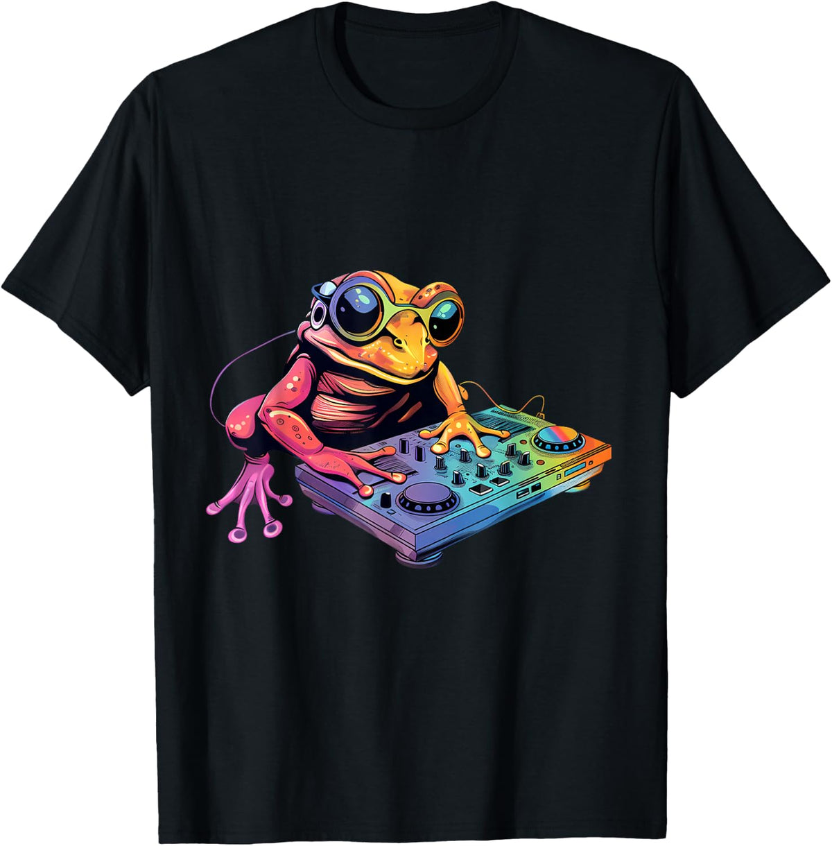 DJ Frog DJ Toad Dance Music Colourful Turntable DJ Frog EDM T-Shirt