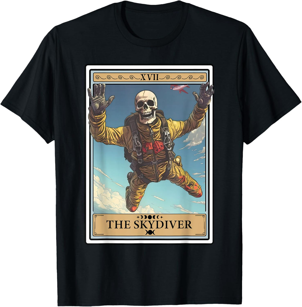 Skydiver Skydiving Tarot Card Skeleton Parachuting Funny T-Shirt