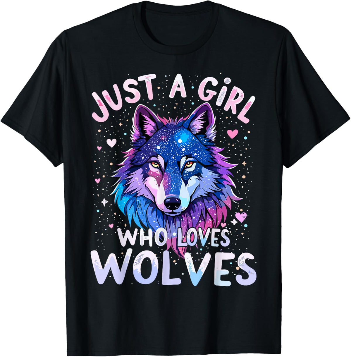 Wolf Colorful Just a Girl Who Loves Wolves T-Shirt