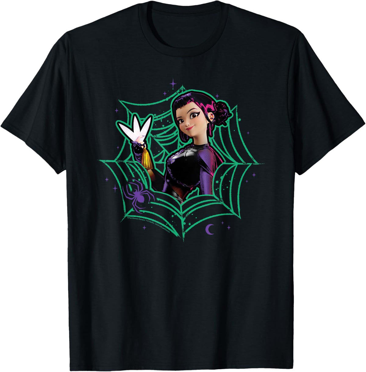 Kpop Demon Hunters Halloween Zoey Spider Web Frame Portrait T-Shirt