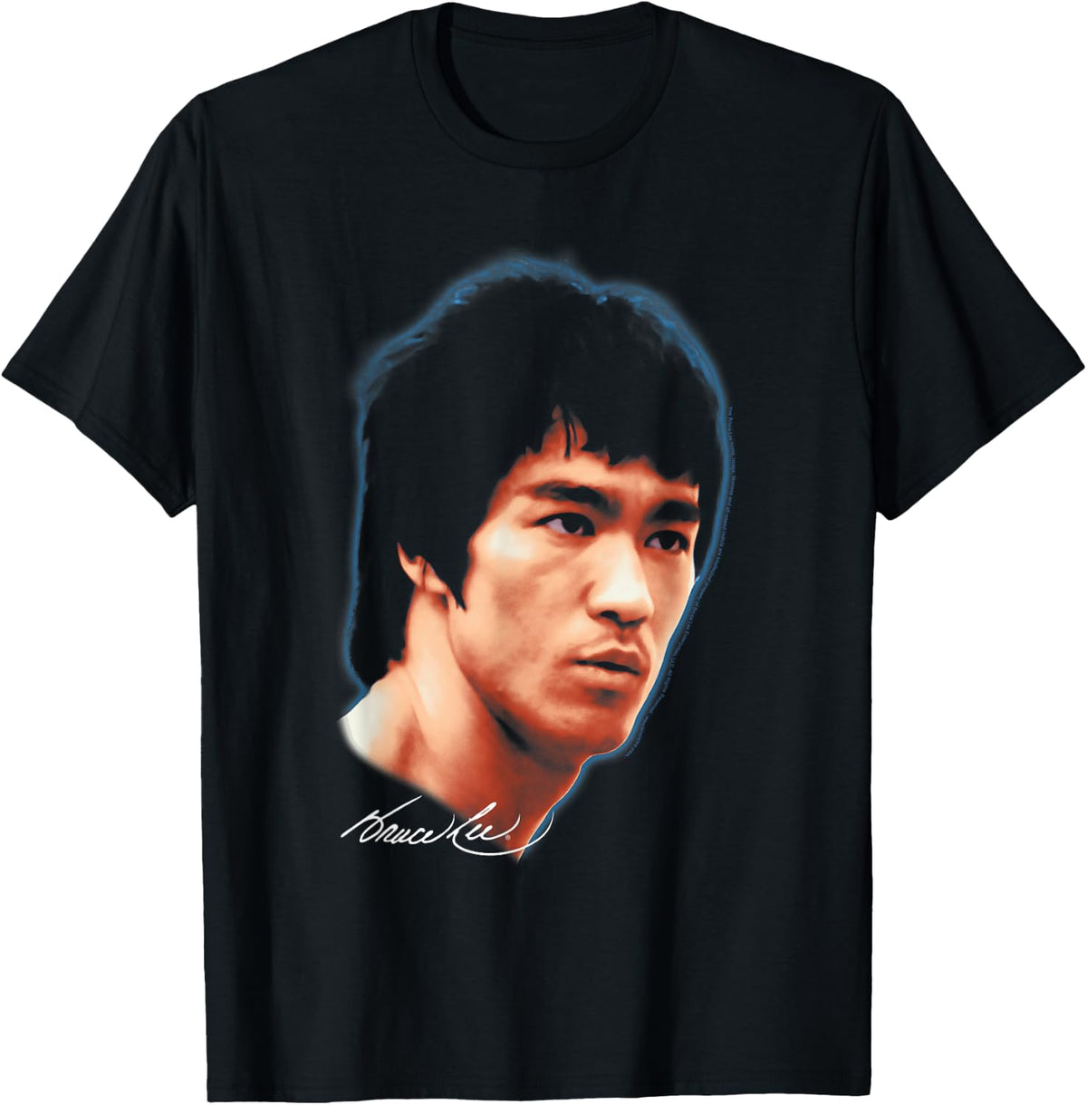 Bruce Lee Large Portrait with Signature Martial Arts Movie T-Shirt