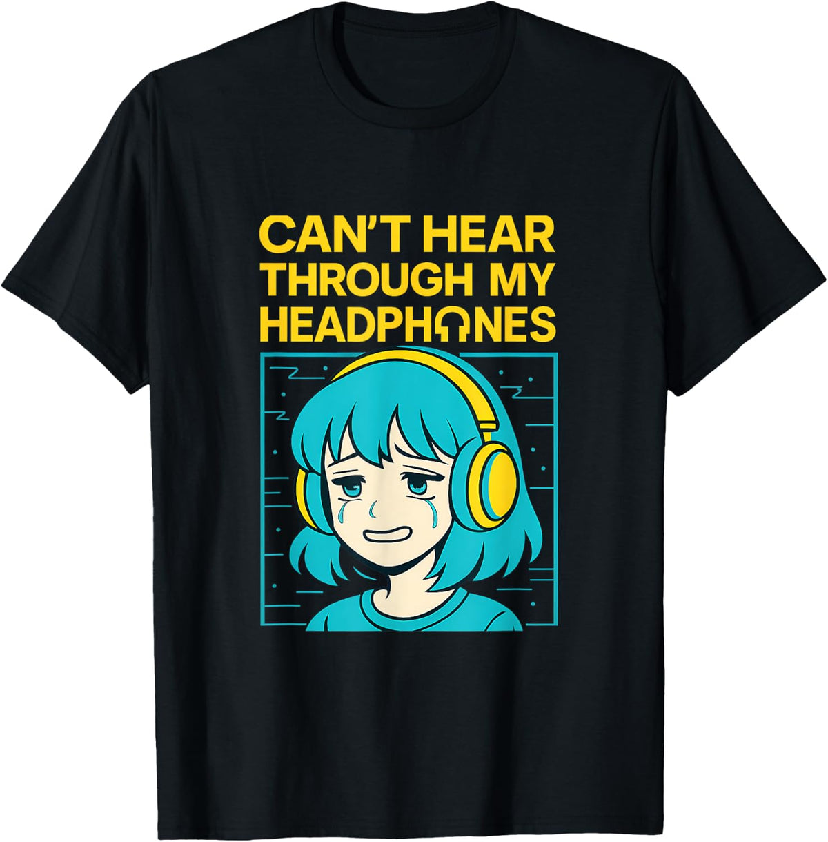 Cant Hear Through My Headphones Vaporwave Anime T-Shirt