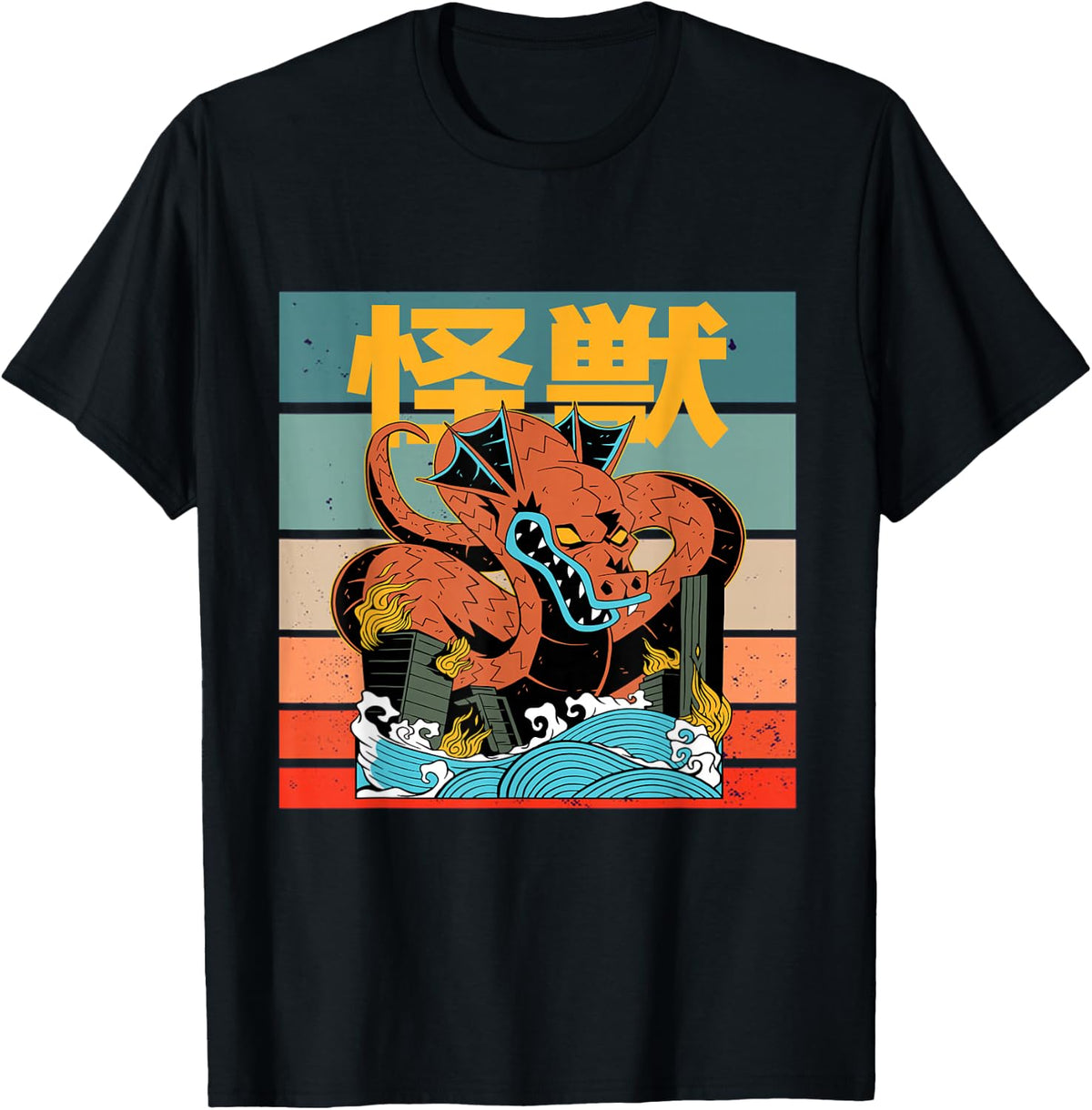 Kaiju Monster Japan Cityscape Destruction Chaos Japanese T-Shirt