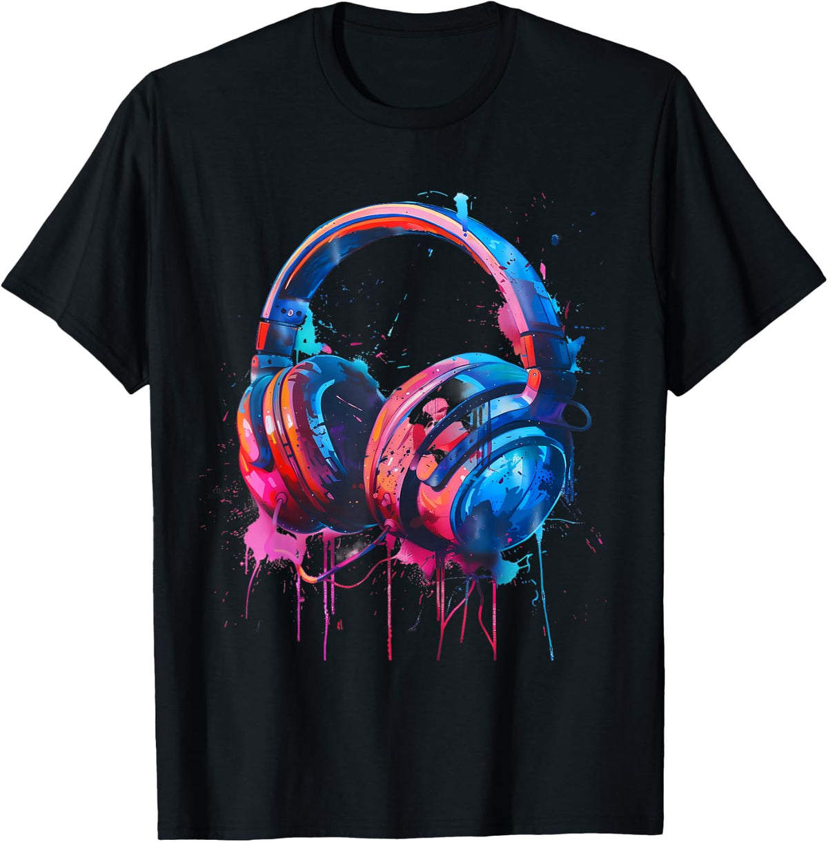 Headphones Music DJ Techno Beatmaker Splash House Music EDM T-Shirt