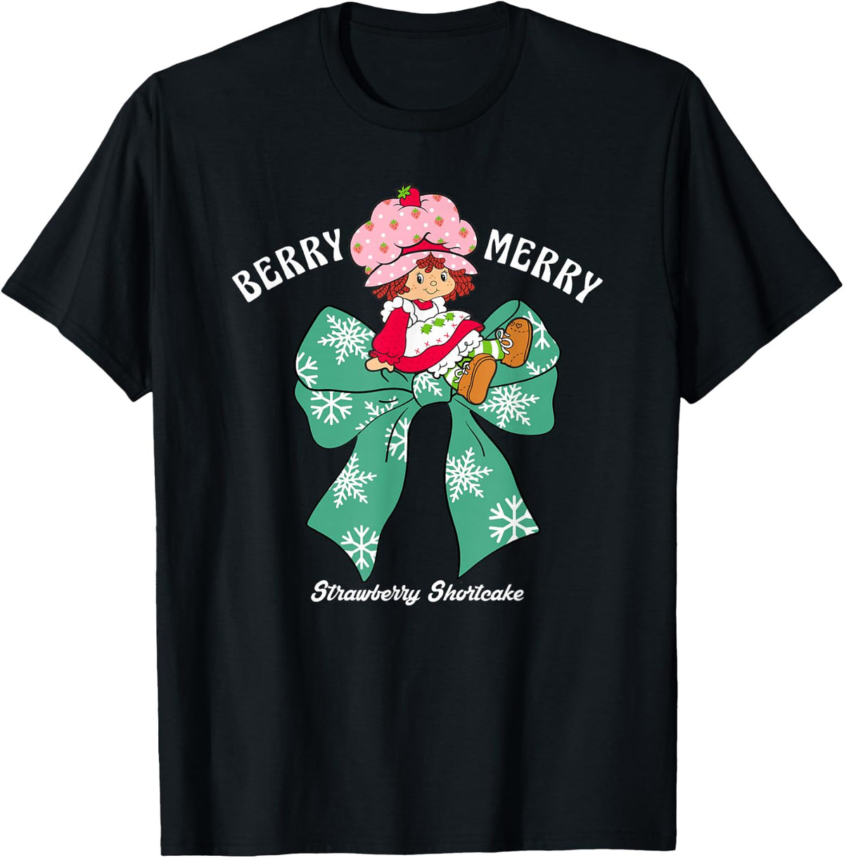 Strawberry Shortcake Christmas Berry Merry Big Xmas Bow T-Shirt