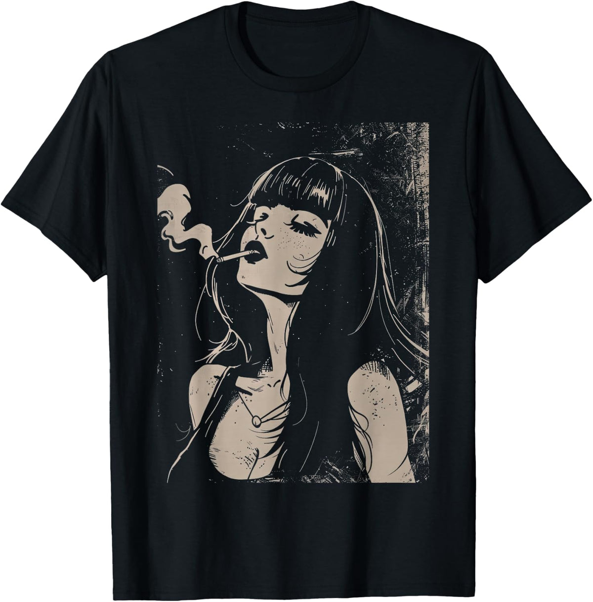 The Otaku Fan Co. Waifu Anime Horror Girl Aesthetic T-Shirt, Small, Black
