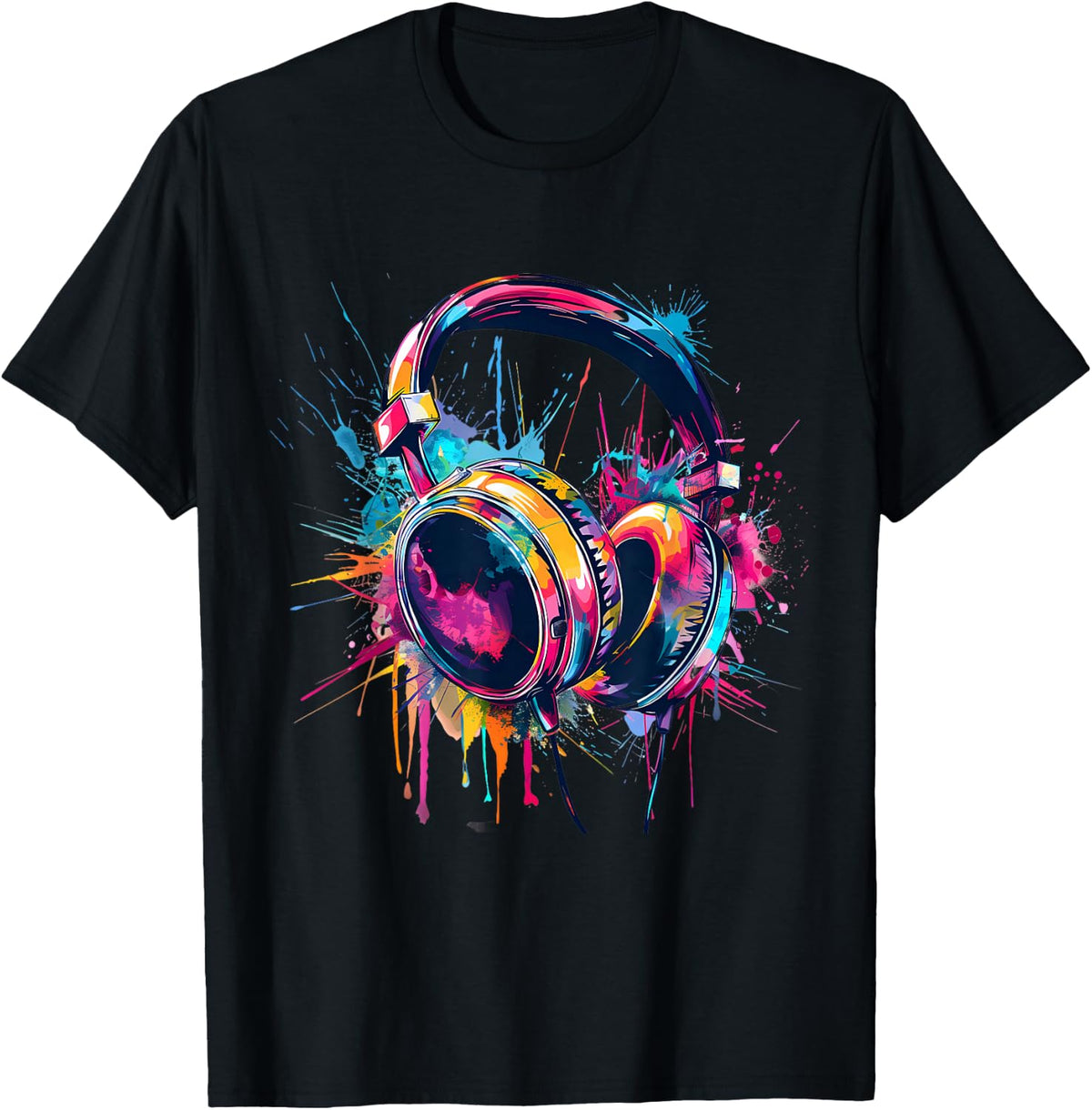 Headphones Music DJ Beatmaker Artwork Dance Music Splash T-Shirt
