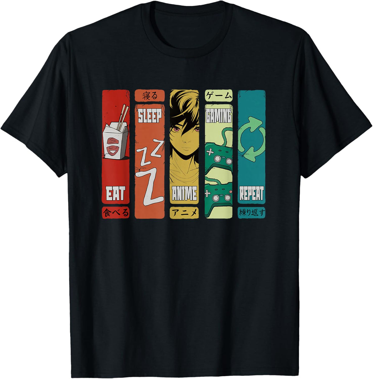 Eat Sleep Anime Gaming Repeat Funny Kawaii Anime Manga T-Shirt
