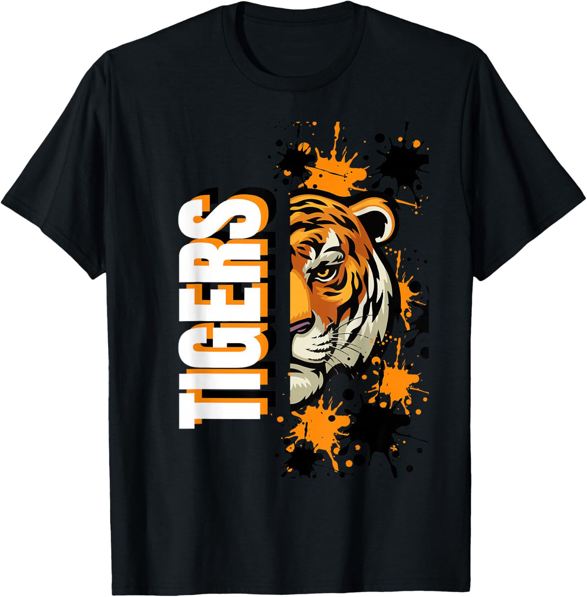 Tigers School Spirit Tiger Mascot Orange Black T-Shirt