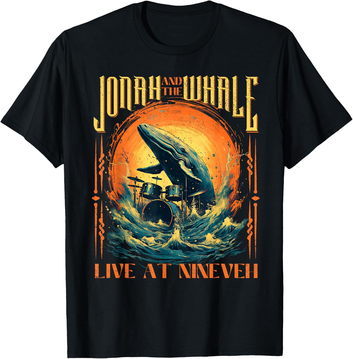 Christian Gift for Men Jonah Whale Funny Rock Band Vintage T-Shirt