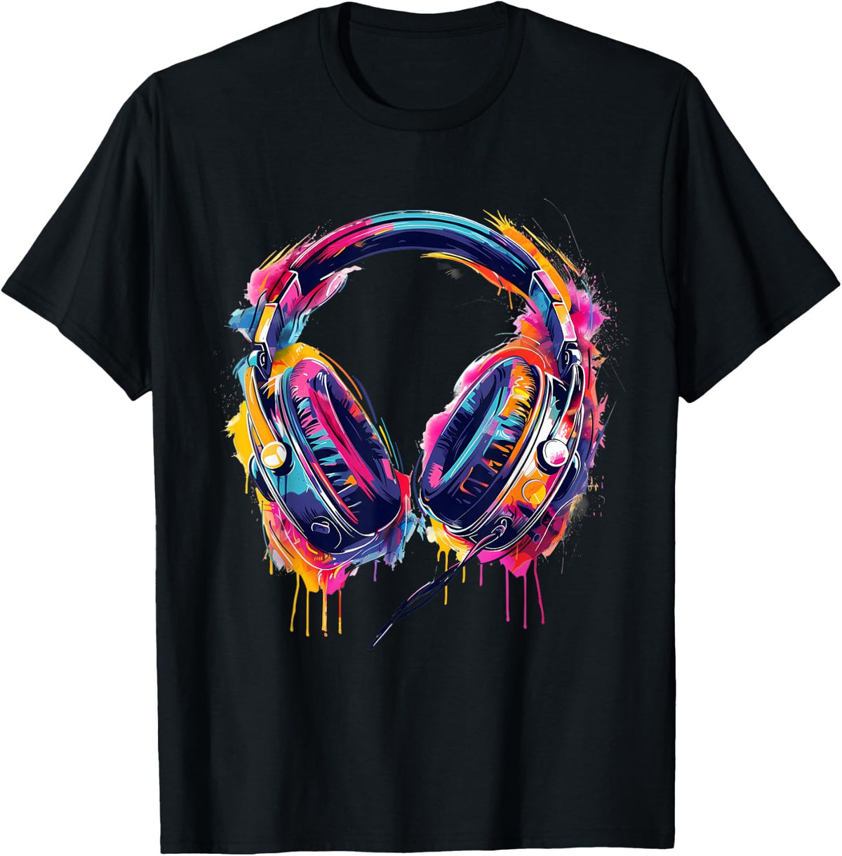 Headphones Music DJ Splash EDM Beatmaker Techno House Music T-Shirt