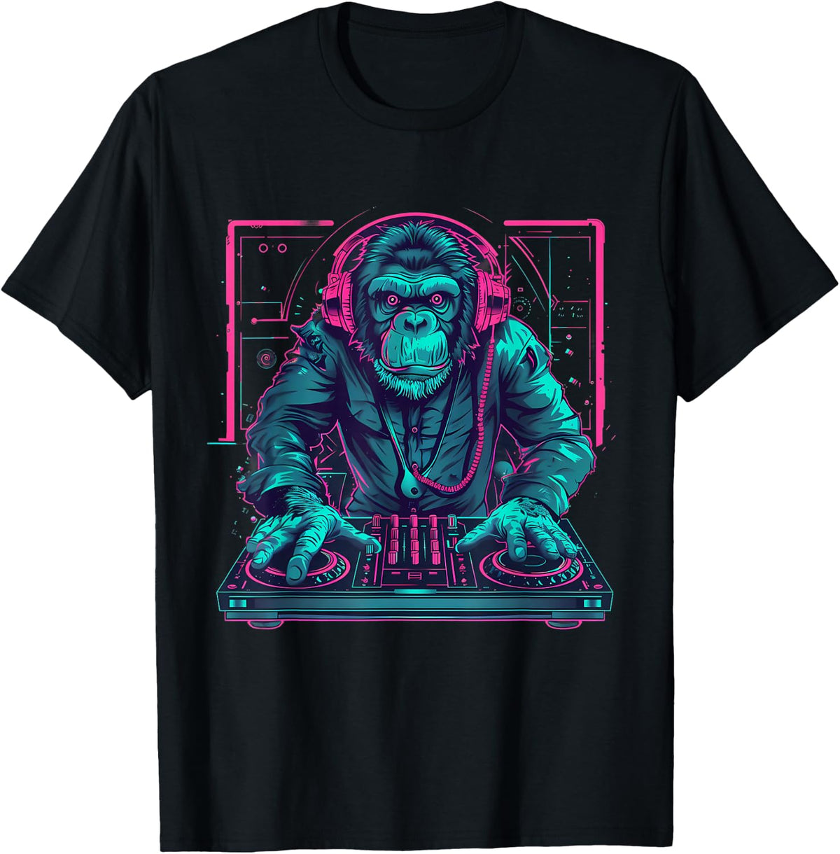 DJ Monkey House Beatmaker EDM Turntable DJ Monkey Techno T-Shirt