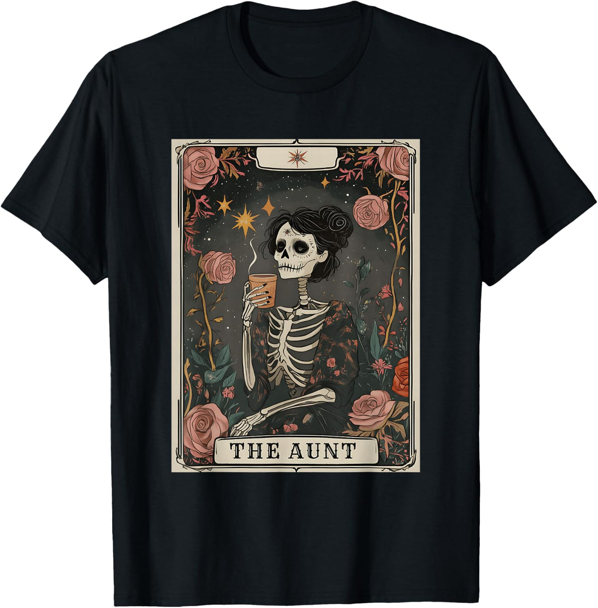 The Aunt Tarot Card Women Skeleton Aunty Coffee Lover T-Shirt