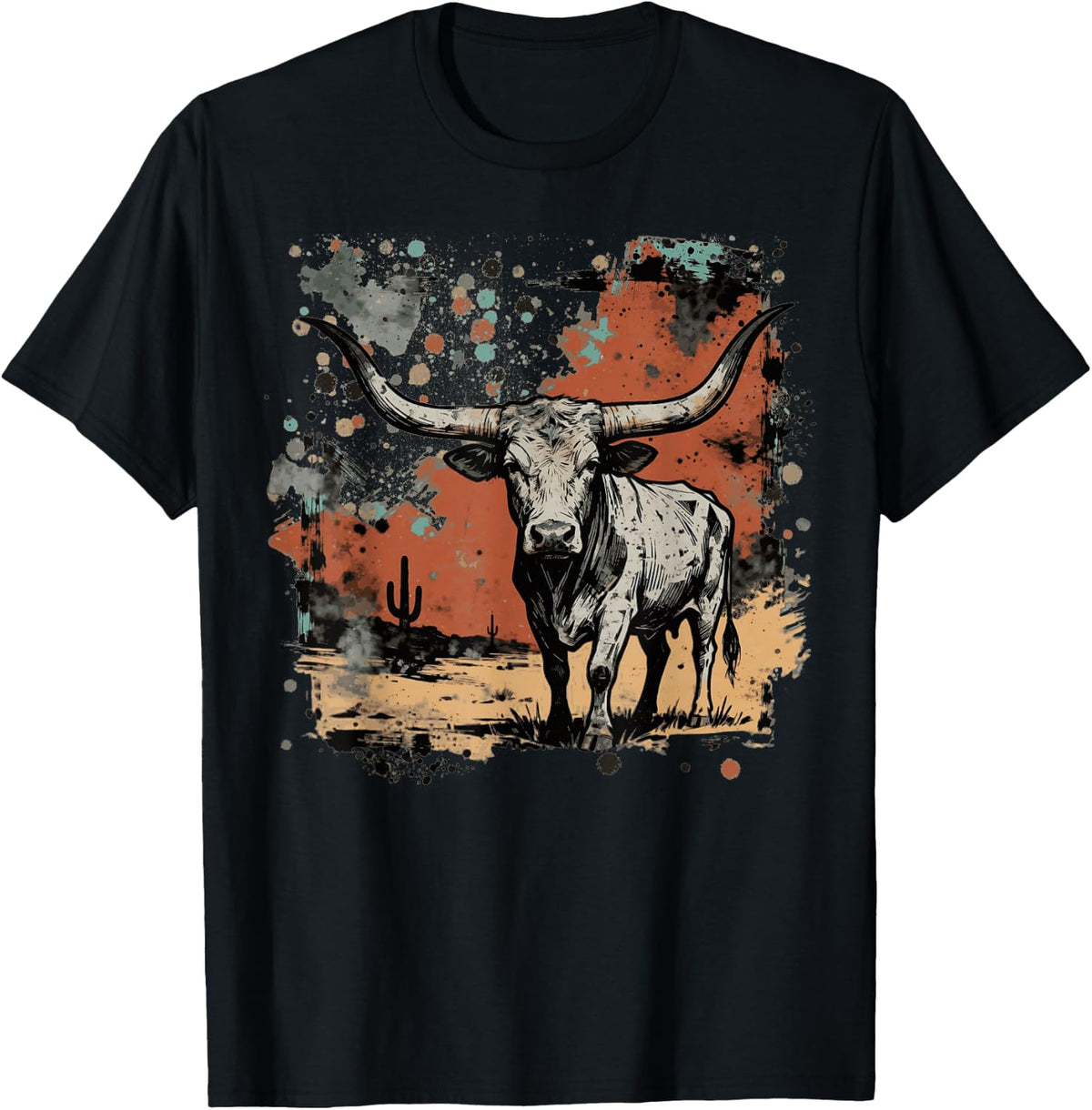 Western Longhorn Bull Longhorn Cow Cowhide Rodeo T-Shirt