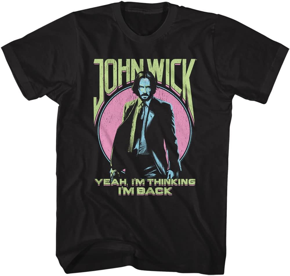 American Classics John Wick Yeah I'm Thinking I'm Back T Shirt Black | Officially Licensed John Wick Merch, Designed and Printed in the USA, Unisex Adult Tee, Short Sleeve Crew Neck