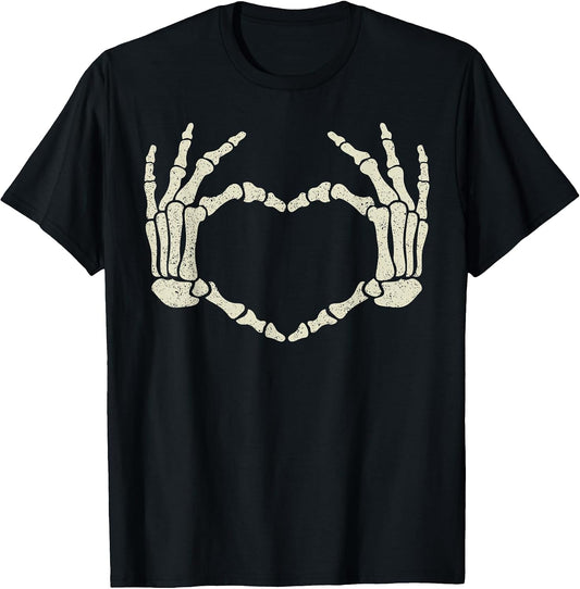 Vintage Skeleton Hands Heart Sign Love Halloween Costume T-Shirt