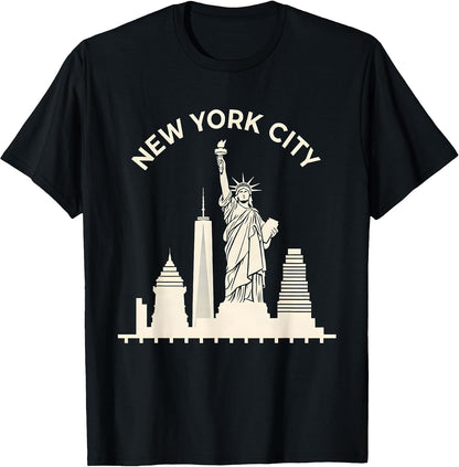 Men's New York City Silhouette Statue Of Liberty Skyline Souvenir T-Shirt