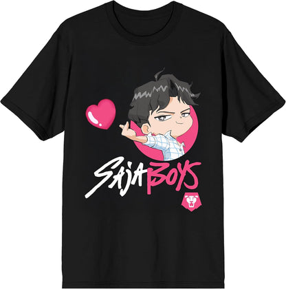 Kpop Demon Hunters Saja Boys Jinu Heart on Black Short Sleeve Adult T Shirt