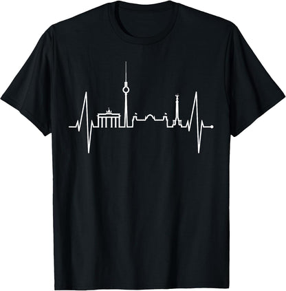 Berlin Skyline German Heartbeat Germany Fan I Love Berlin T-Shirt
