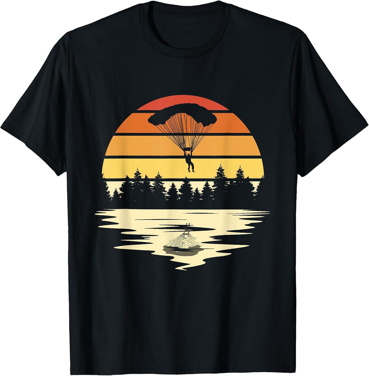 Parachuting Retro Sunset Skydiving Parachuting Skydiver T-Shirt