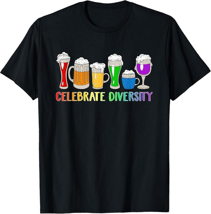 Celebrate Diversity Beer Drinking LGBT Beer Gay Pride Month T-Shirt