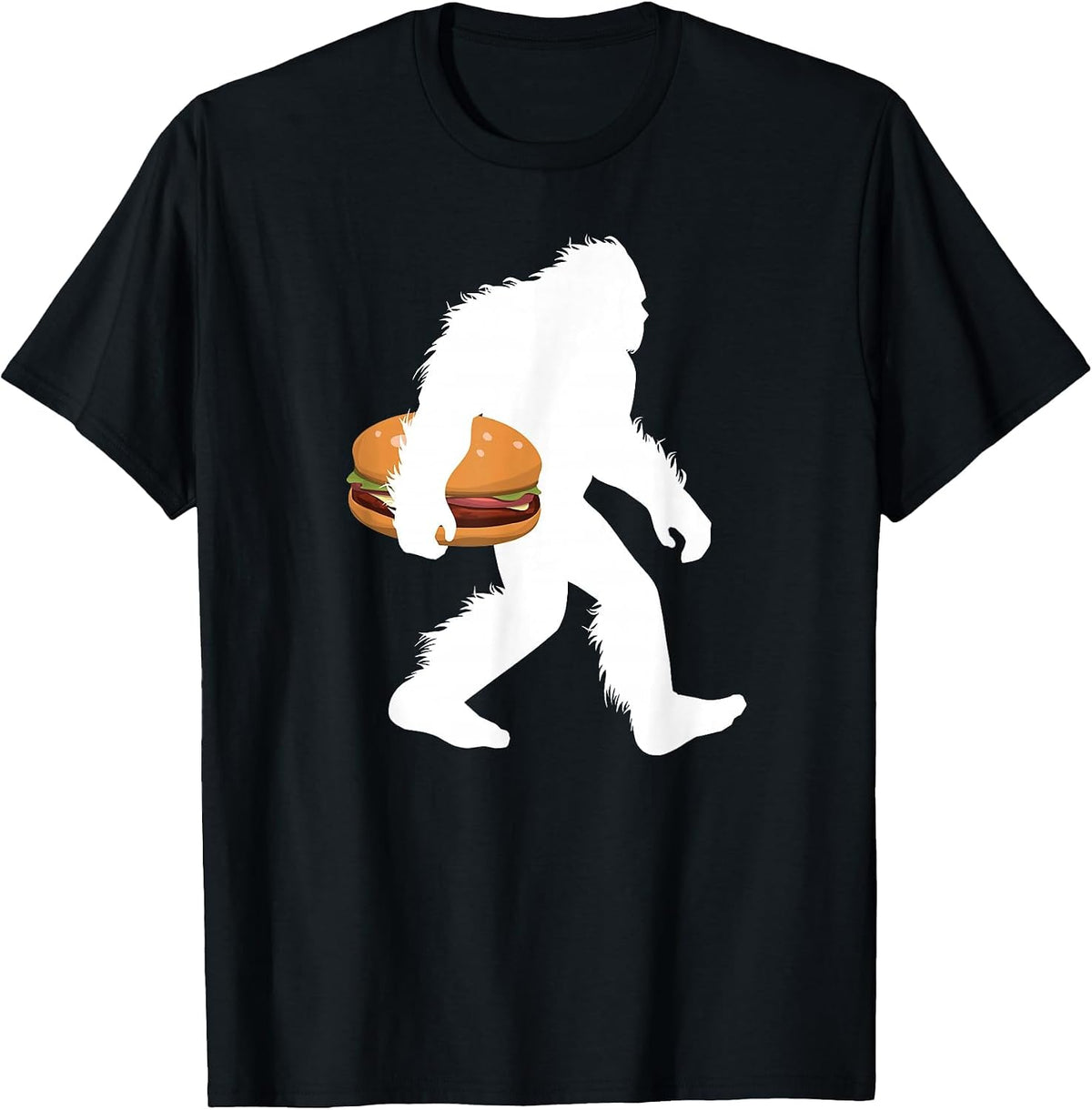 Bigfoot with Burger Sasquatch Hamburger T-Shirt