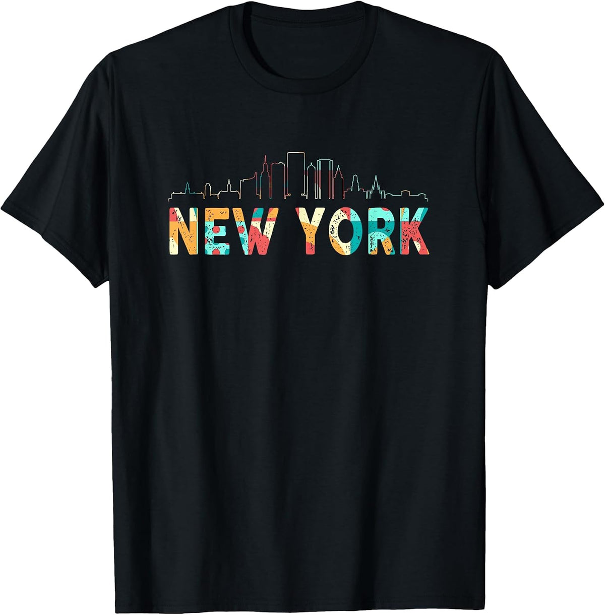 New York Skyline Heartbeat Statue of Liberty I Love New York T-Shirt