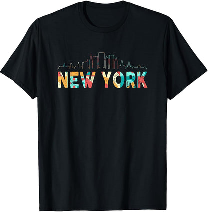 New York Skyline Heartbeat Statue of Liberty I Love New York T-Shirt