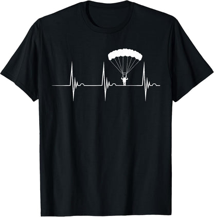 Skydiving Heartbeat Skydiver Skydive EKG Pulse Jump T-Shirt