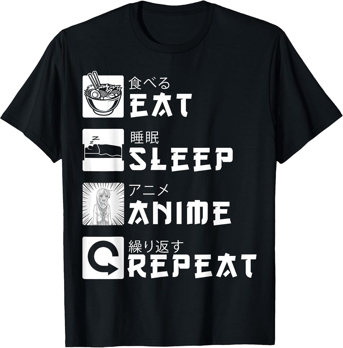Eat Sleep Anime Repeat Kawaii Otaku Manga Anime T-Shirt