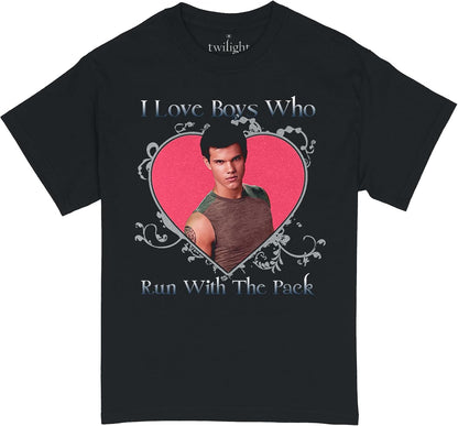 Twilight Jacob I Love Boys Who Run with The Pack Adult T-Shirt